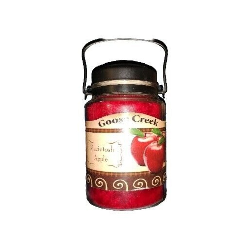 MACINTOSH APPLE Goose Creek Candle Red Large Jar Lantern Style Lid W/ Handle